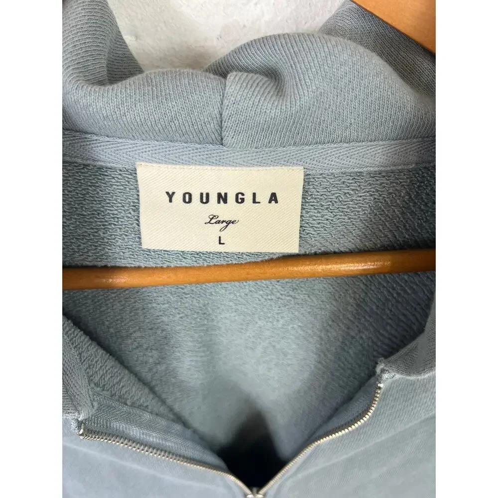 YoungLA Men's Classic Fit Full Zip Hoodie Long Sleeve Gray Size Large - Picture 3 of 5